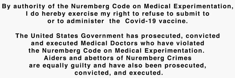 Nuremburg code refuse vax